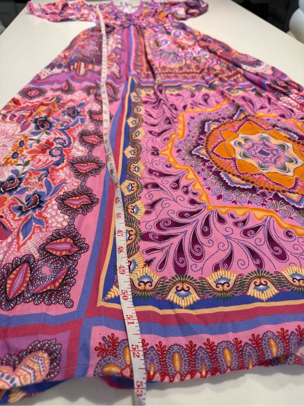 Hale Bob Katelyn Linen Maxi Dress Pink Paisley Boho Flutter Sleeve PocketsSizeXS - Picture 14 of 14